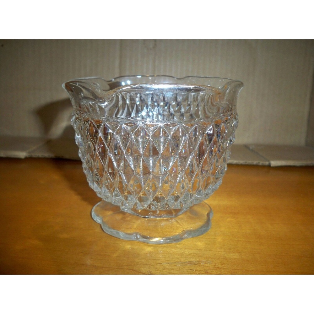 EAPG Glass Diamond Pattern Footed Bowl Candy Dish Dessert Cup footed ruffled